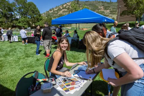 student at club fair