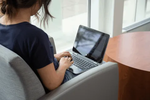 student using computer